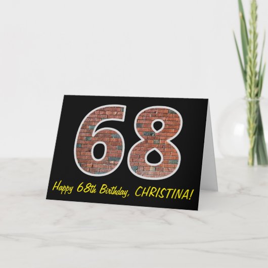 Carte 68e anniversaire - Motif de mur de briques "68" av (Devant)
