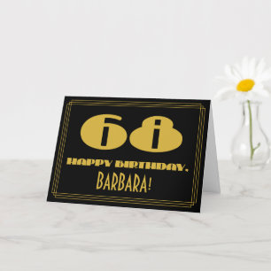 Carte 68e anniversaire : Nom + Art Déco Inspiré Look "68