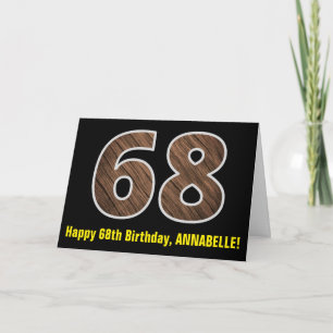 Carte 68e anniversaire : Nom + Motif imitation grain de