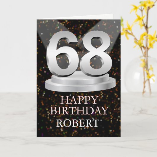 Carte 68e anniversaire Points saillants Ajouter une cart (Fleur jaune)
