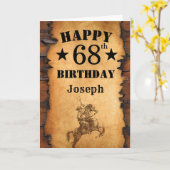 Carte 68e anniversaire Rustic Country Western Cowboy Hor (Fleur jaune)