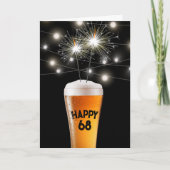 Carte 68e anniversaire Sparkler en verre de bière (Devant)