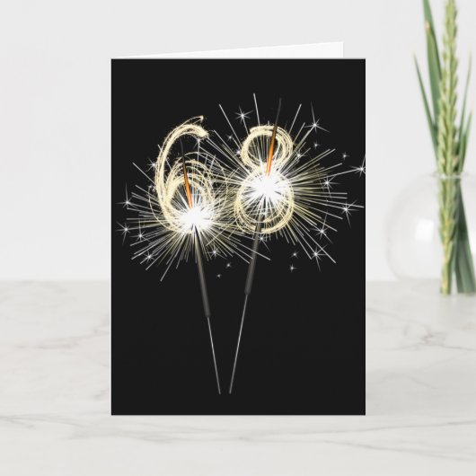 Carte 68e anniversaire Sparklers en noir (Devant)