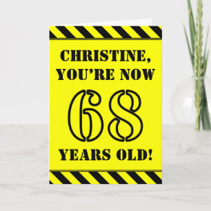 Carte 68e Anniversaire : Texte de style pochoir amusant,