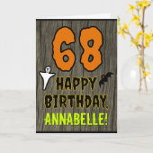 Carte 68e anniversaire : Thème d'Halloween Éffrayant, No (Fleur jaune)