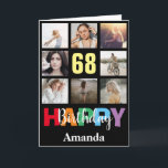 Carte 68e Joyeux Anniversaire Photo Collage Noir moderne<br><div class="desc">68th Happy Birthday Photo Collage Carte Noire moderne avec nom personnalisé. Pour plus de personnalisation,  cliquez sur le bouton "Customiser" et utilisez notre outil de conception pour modifier ce modèle.</div>