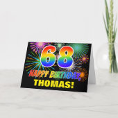Carte 68th Birthday : Bold, Fun, Fireworks, Rainbow 68 (Devant)