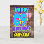 Carte 69e anniversaire - Amusant, Graffiti urbain inspir (Fleur jaune)