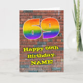 Carte 69e anniversaire : Arc-en-ciel amusant inspiré par (Devant)