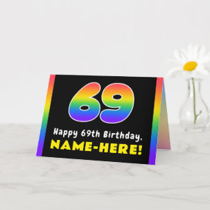 Carte 69e anniversaire : Arc-en-ciel coloré # 69, Nom pe