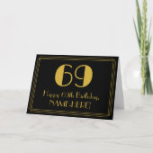 Carte 69e anniversaire : Art Déco Inspiré Look "69" + No (Devant)