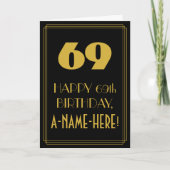 Carte 69e anniversaire ~ Art Déco Inspiré Look "69" & No (Devant)