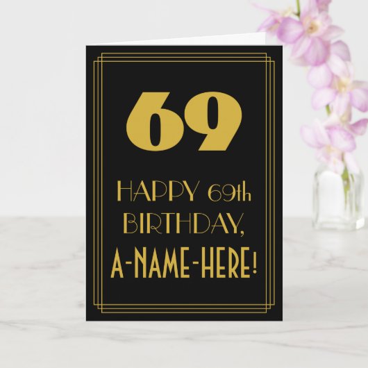 Carte 69e anniversaire ~ Art Déco Inspiré Look "69" & No (Orchidée)