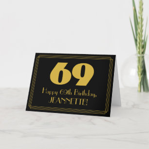 Carte 69e anniversaire : Art Déco Inspiré Look "69" & No