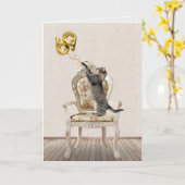 Carte 69e anniversaire Ballons et Tabby Cat (Fleur jaune)