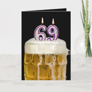 Carte 69e anniversaire Bière sur noir