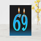Carte 69e anniversaire bougies (Fleur jaune)