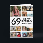 Carte 69e anniversaire Collage photo 13 photos noir blan<br><div class="desc">69e Joyeux Anniversaire Photo Collage 13 Photos Carte d'Anniversaire Noir et Blanc pour n'importe quel âge. 1er 13ème 15ème 16ème 18ème 20ème 21ème 30ème 40ème 50ème 60ème 70ème 80ème 90ème 100ème, tout âge. Pour plus de personnalisation, cliquez sur le bouton "Customiser" et utilisez notre outil de conception pour modifier ce...</div>