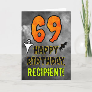 Carte 69e anniversaire : Eerie Halloween Thème + Nom Per