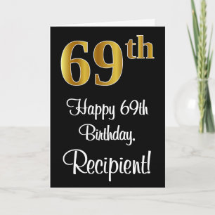 Carte 69e anniversaire ~ Elégant Luxueux Faux Gold Look 