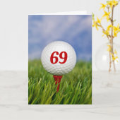 Carte 69e anniversaire Golf Ball on Red Tee (Fleur jaune)