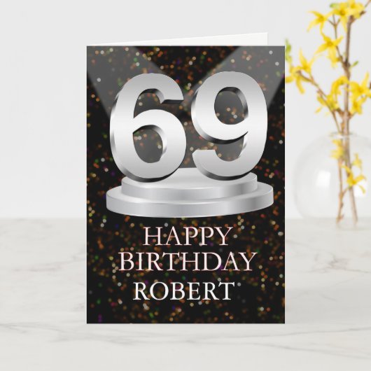 Carte 69e anniversaire Points saillants Ajouter une cart (Fleur jaune)