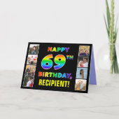 Carte 69e anniversaire : Rainbow Text, Custom Photos & N (Devant)