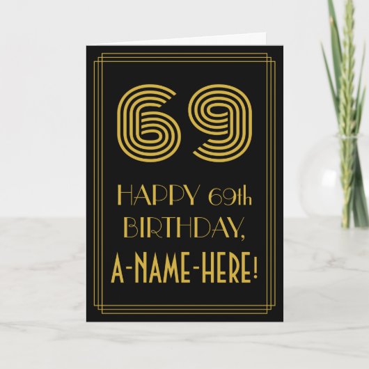 Carte 69e anniversaire : Représentation Art déco inspiré (Devant)