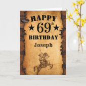 Carte 69e anniversaire Rustic Country Western Cowboy Hor (Fleur jaune)