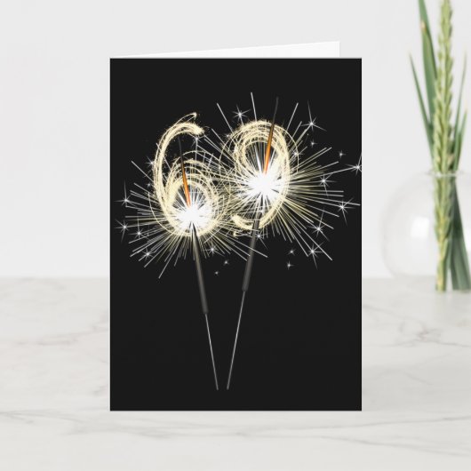 Carte 69e anniversaire Sparklers en noir (Devant)