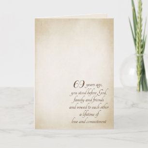 Carte 69e anniversaire sur texture de vignette