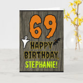 Carte 69e anniversaire : Thème d'Halloween Éffrayant, No (Fleur jaune)