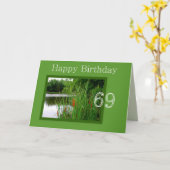 Carte 69e Joyeux Anniversaire de Tails de chat sur l'éta (Fleur jaune)