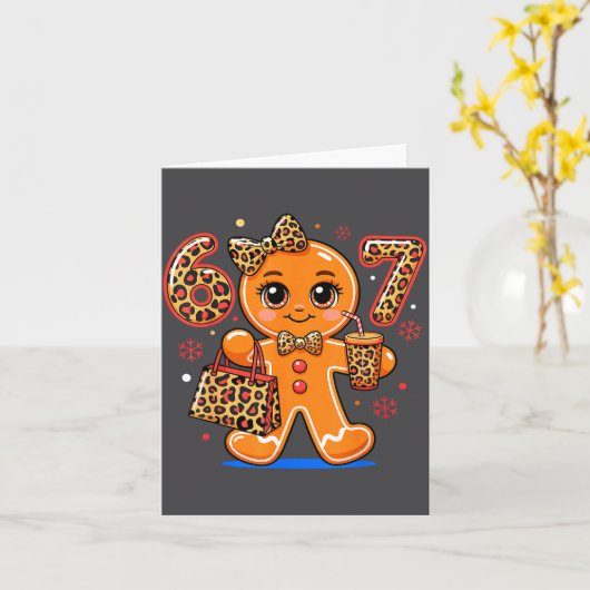 Carte 6 7 Christmas Leopard Gingerbread  (Fleur jaune)