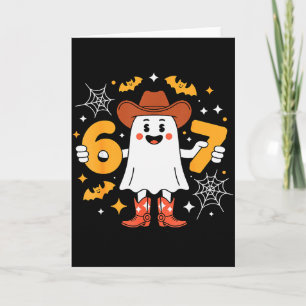 Carte 6 7 Fantôme d'Halloween 67 Mème Gen Alpha Six Sept