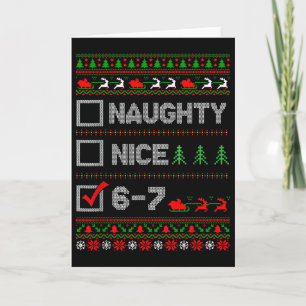 Carte 6-7 Mème Nice Naughty 67 Noël Brain Rot Drôle