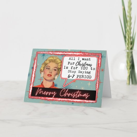 Carte 6 -7 Meme - Retro Christmas Card - Funny - Bestie (Devant)