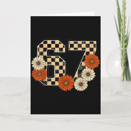 Carte 6 7 Rétro Automne Meme Damier Tee Haunted By 67 (Devant)