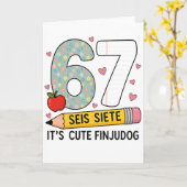 Carte 6 7 Seis Siete Cute Teacher Bilingual Classroom (Fleur jaune)