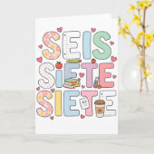 Carte 6 7 Six Sept Joli Professeur Classe Bilingue (Fleur jaune)