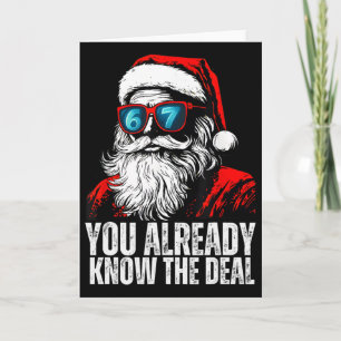 Carte 6 7 Visage de Père Noël Six Sept Meme Drôle 67 Noë