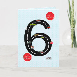 Carte 6 ans, 6 ans, voitures jouets et route