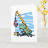 Carte 6 ans 6e Anniversaire Grue Mobile Dinosaure (Fleur jaune)