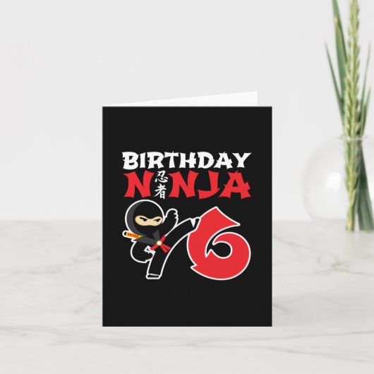 Carte 6 ans Karate Ninja Party Enfants 6e anniversaire (Devant)