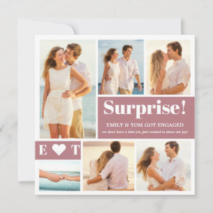Carte 6 Photo Collage Dusty Fiançailles rose