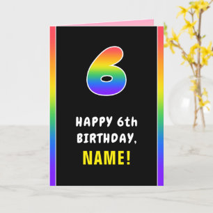 Carte 6e anniversaire : Arc-en-ciel coloré # 6, Nom pers