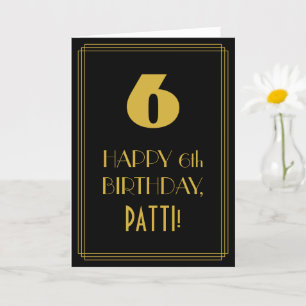 Carte 6e anniversaire ~ Art Déco Inspiré Look "6" & Nom