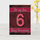 Carte 6e anniversaire avec roses et feuille (Fleur jaune)