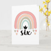 Carte 6e anniversaire Boho Rainbow Party Enfants 6 ans (Fleur jaune)