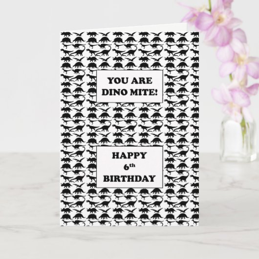 Carte 6e anniversaire Dino Mite (Orchidée)